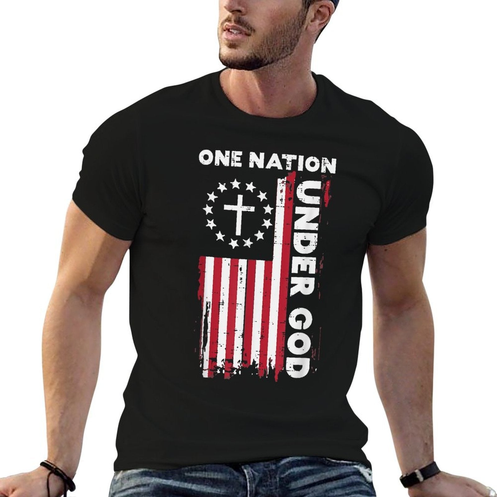 American One Nation Under God 4th Of July Christian  Durable T-Shirt