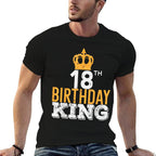 18th Birthday King Crown 18 Years Old Bday Men Boys  Wrinkle-resistant T-Shirt