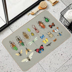 The Usual Suspects - Insects on Grey - Watercolour Bugs Pattern by Cecca Designs  Easy Maintenance Bath Mat