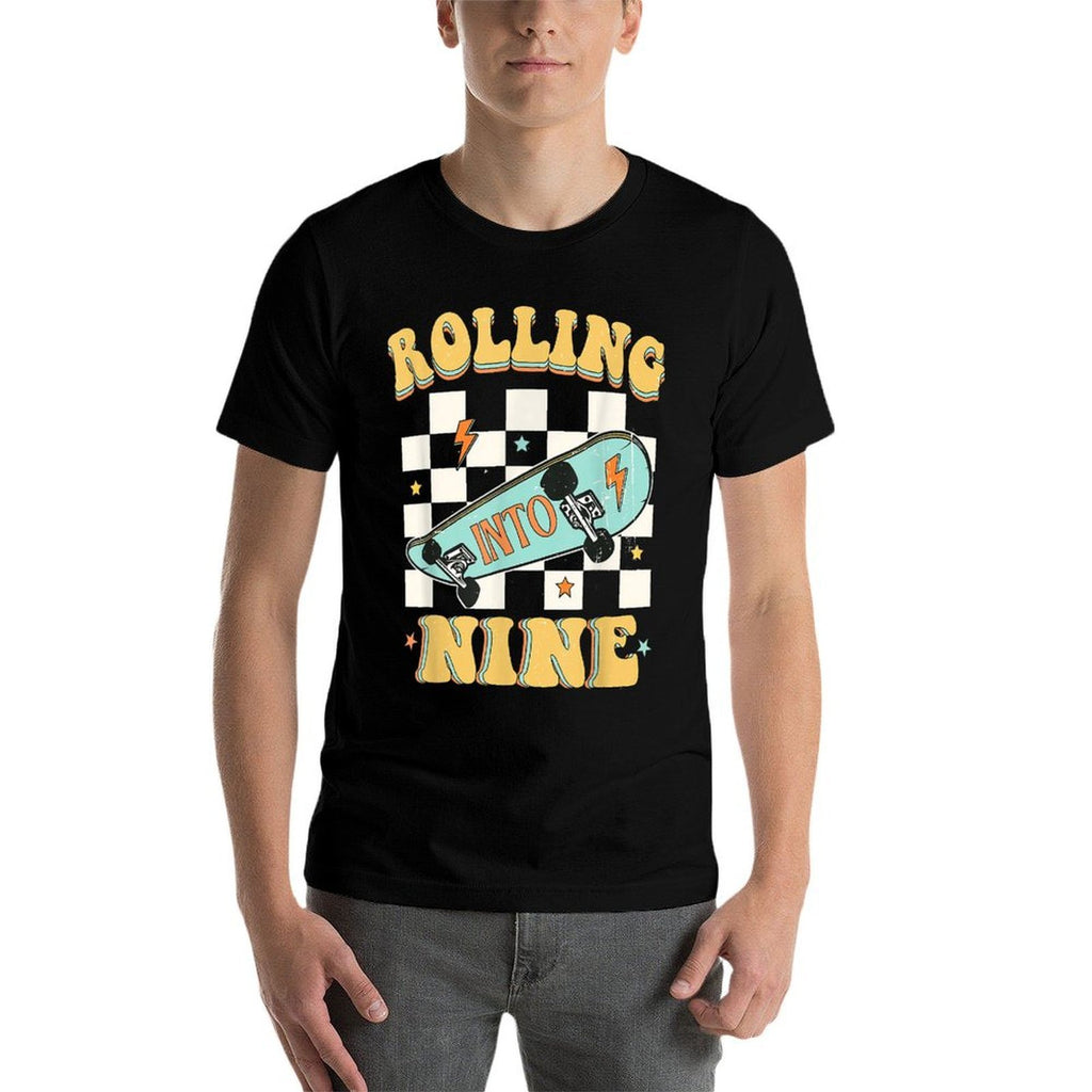 Rolling Into Nine Year Old Skateboard Skater 9th Birthday  Slim-fit Cut T-Shirt