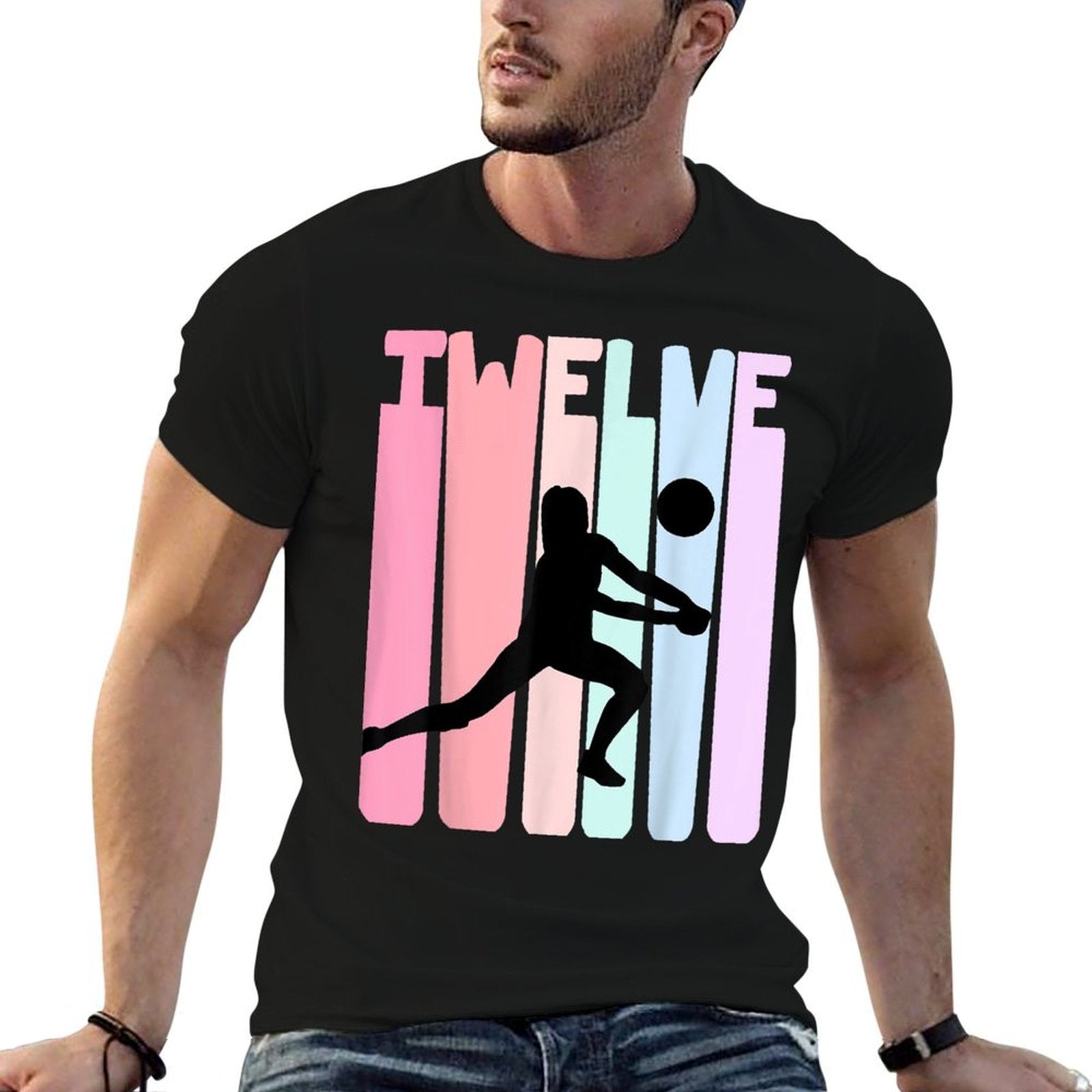 12th Birthday Retro Volleyball Girl Player 12 Years Old Kids  Rolled Sleeves T-Shirt