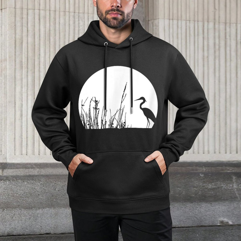 Heron In The Reeds Zen Mood Nature Lovers Kangaroo Pocket Hoodie