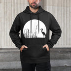 Heron In The Reeds Zen Mood Nature Lovers Kangaroo Pocket Hoodie