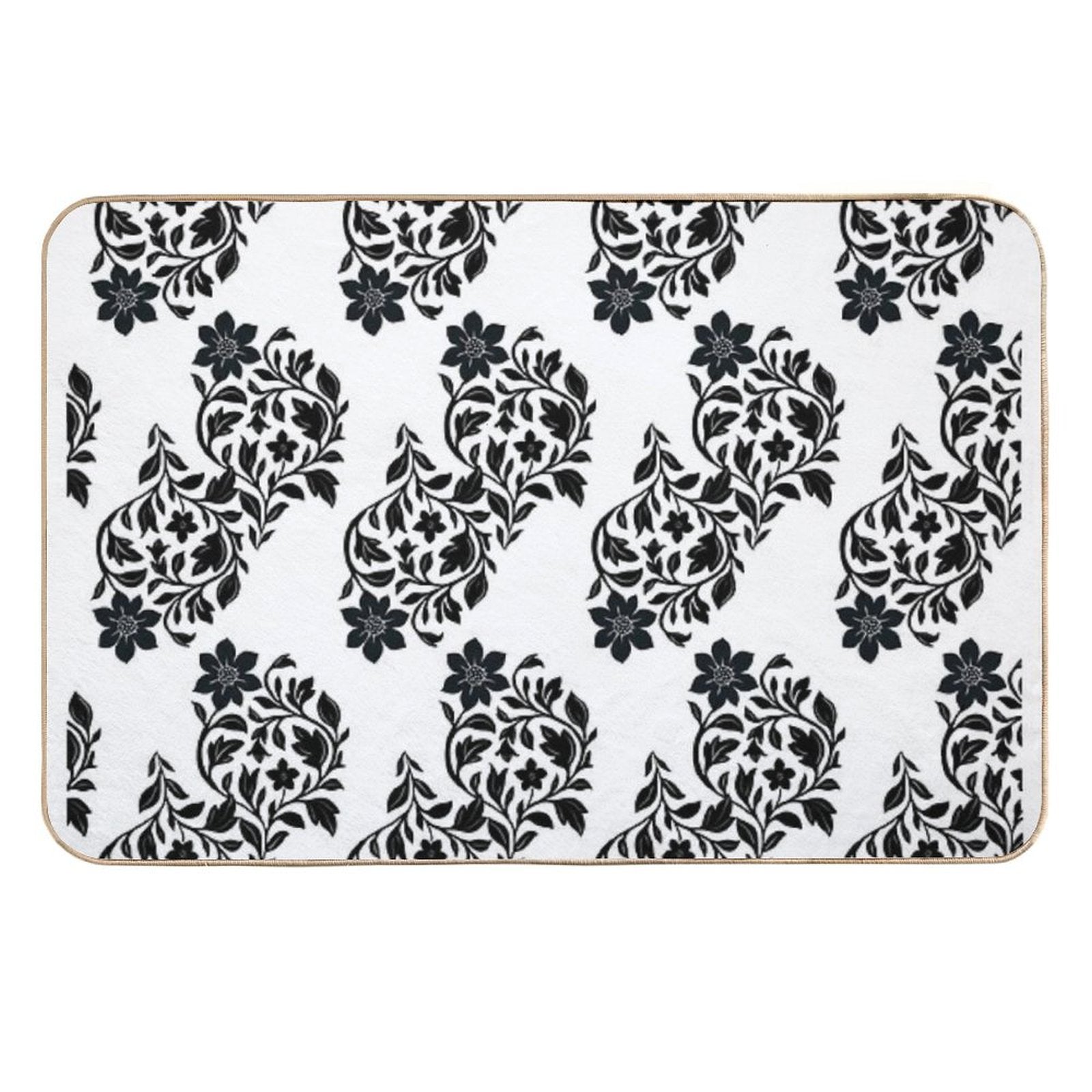 Botanical Pattern - Damask - White Background  High-Traffic Bath Mat