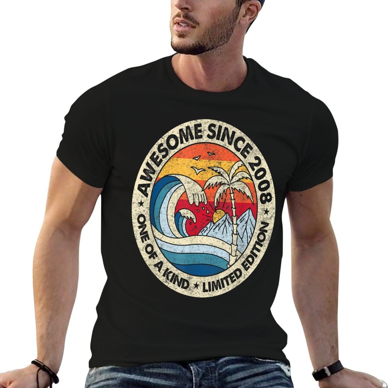16 Year Old Gift Vintage Awesome Since 2008 16th Birthday  Stretchy T-Shirt