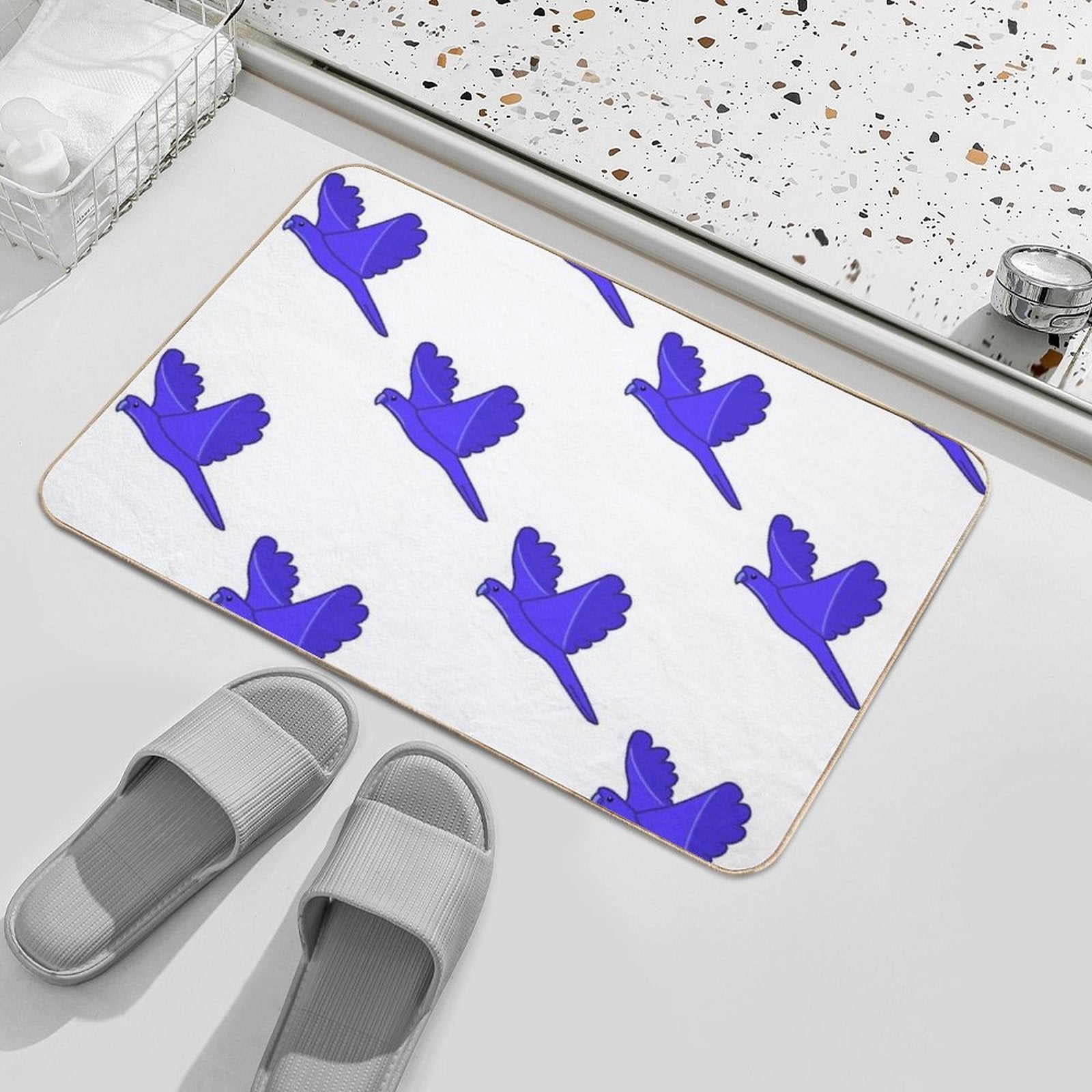 Blueberry As A Macaw Flying  Long-Lasting Bath Mat