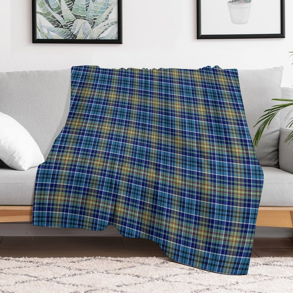 O'Sullivan Tartan Bright Blue Irish Plaid Sustainable Throw Blanket