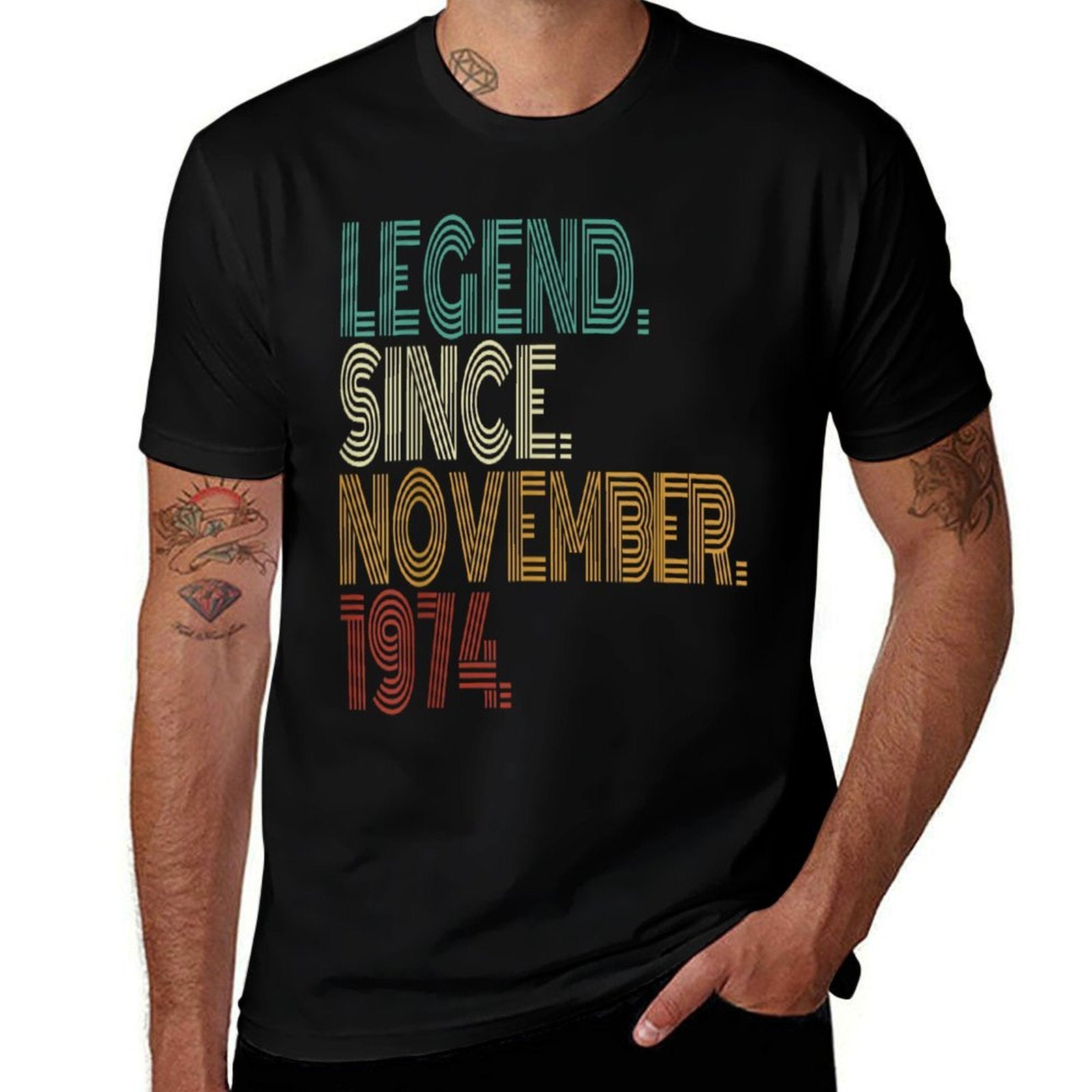50 Years Old Legend Since November 1974 50th Birthday  Rolled Sleeves T-Shirt