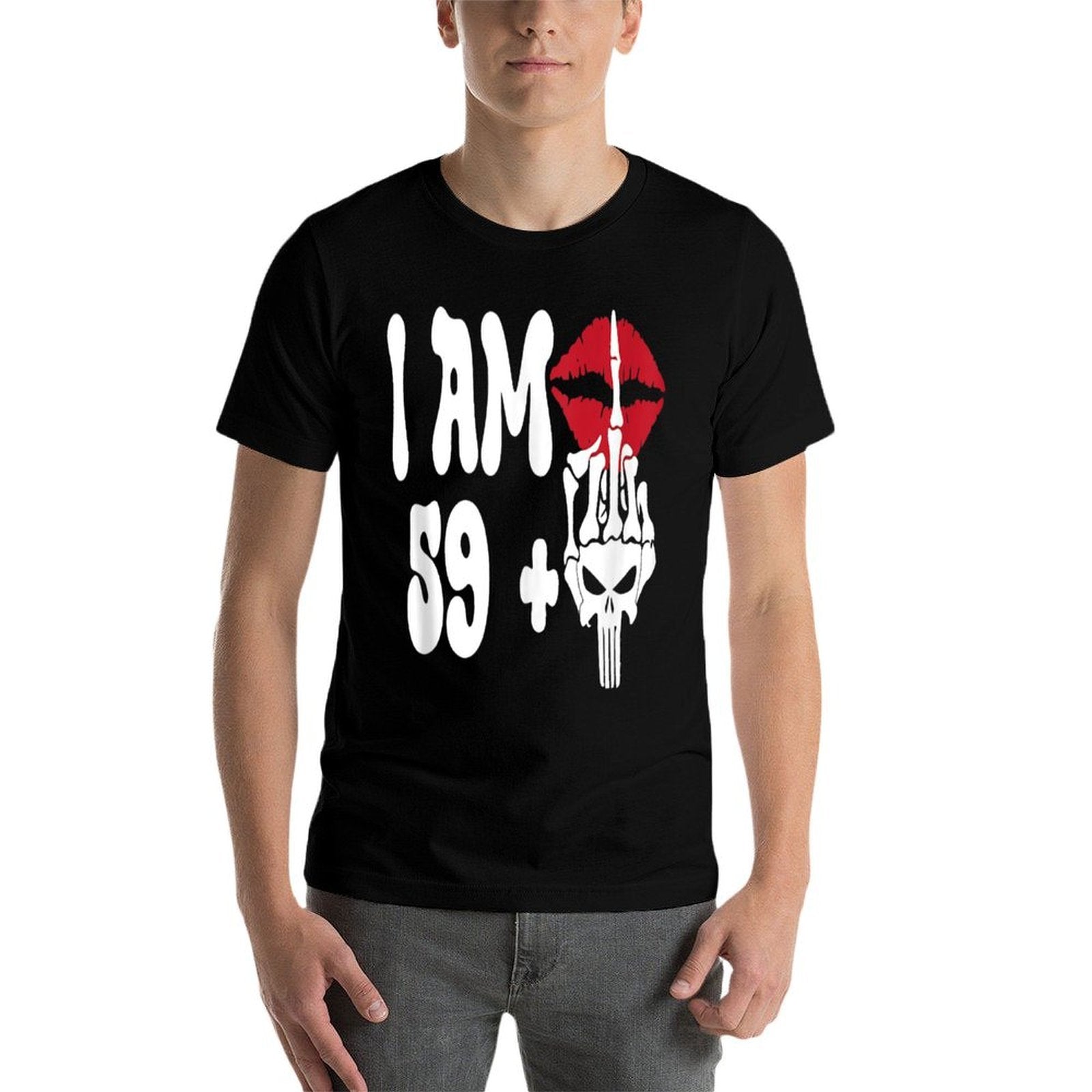 I Am 59 Plus One Middle Finger Skeleton Funny 50th Birthday  Breathable T-Shirt