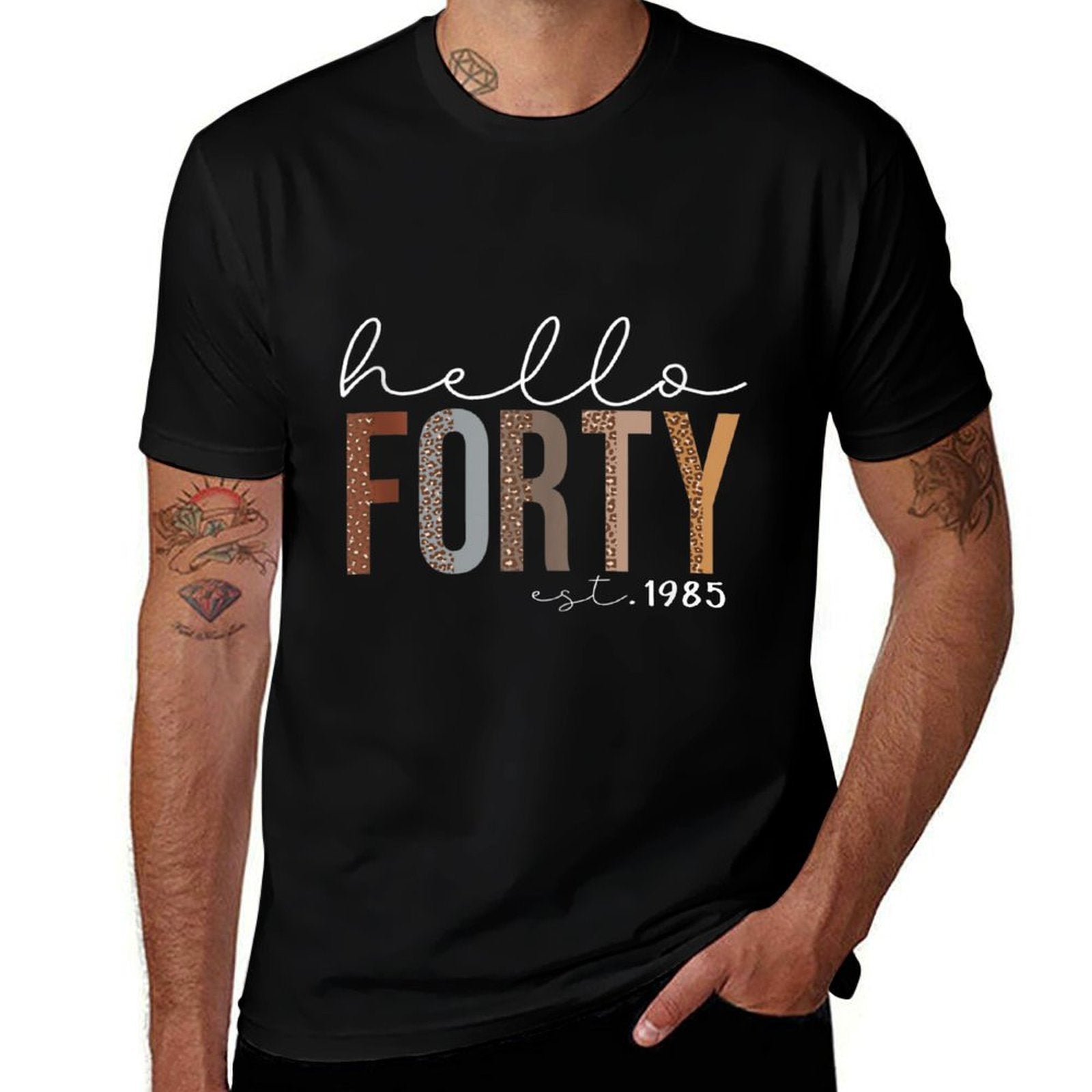 40th Birthday Hello Forty Hello 40 Est. 1985 Men Women  Stretchy T-Shirt