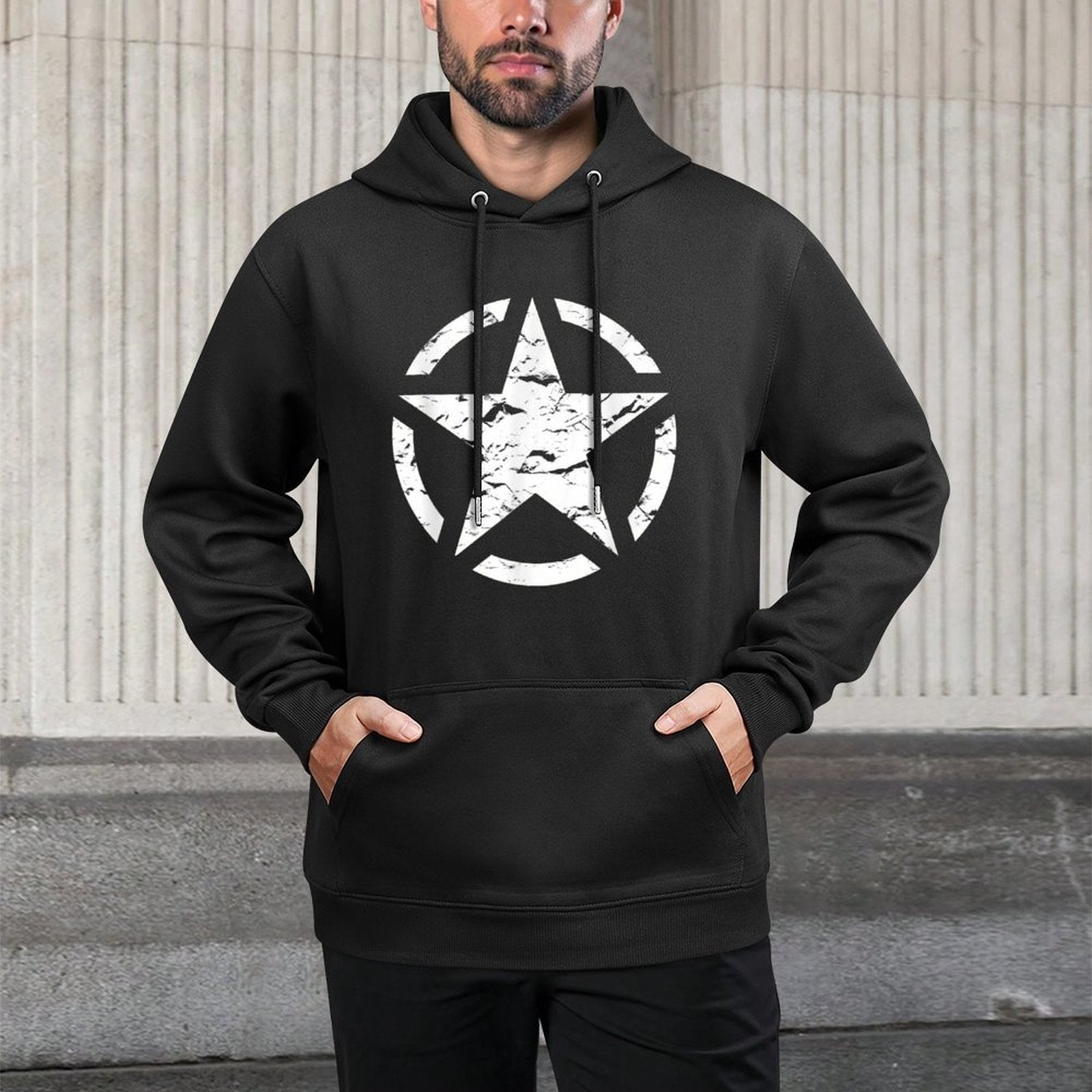 US Vintage Army Star Relaxed Fit Hoodie