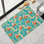 Plates of Noodles And Funny Cats.  Slip-Resistant Bath Mat