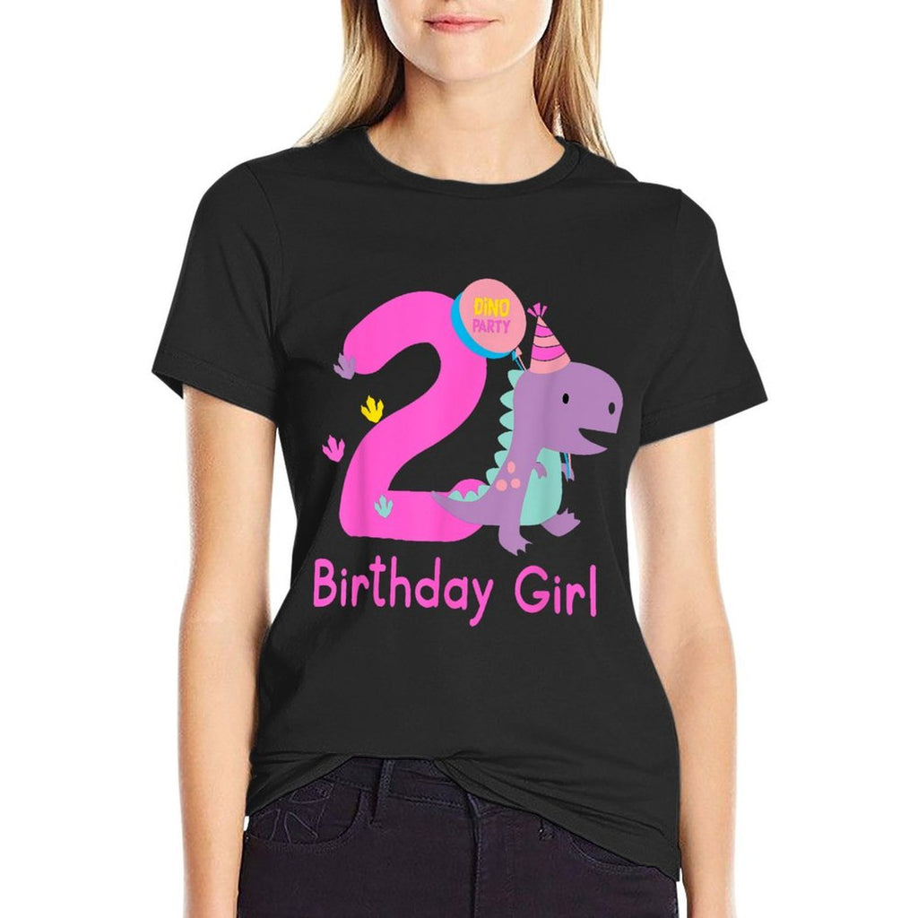 2nd Birthday Dinosaur Girl T-Rex Matching Family Party Two  Breathable T-Shirt
