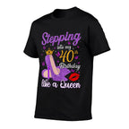Womens Stepping Into My 40th Birthday Gifts For Women 40 Year Old  Rolled Sleeves T-Shirt