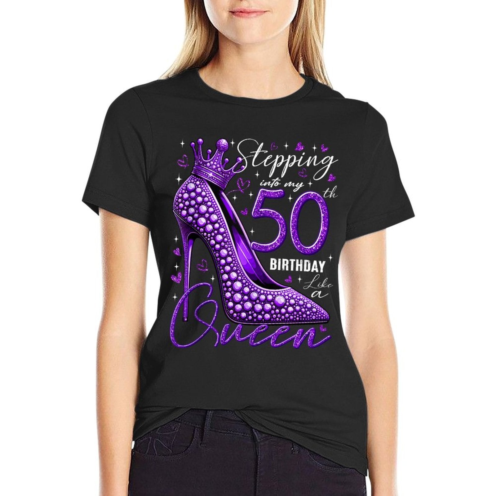 50th Birthday Gifts for Her Stepping Into My 50th Birthday  Graphic-printed T-Shirt