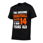 14 Year Old Happy 14th Birthday Basketball 14th Birthday  Summer-ready Fabric T-Shirt