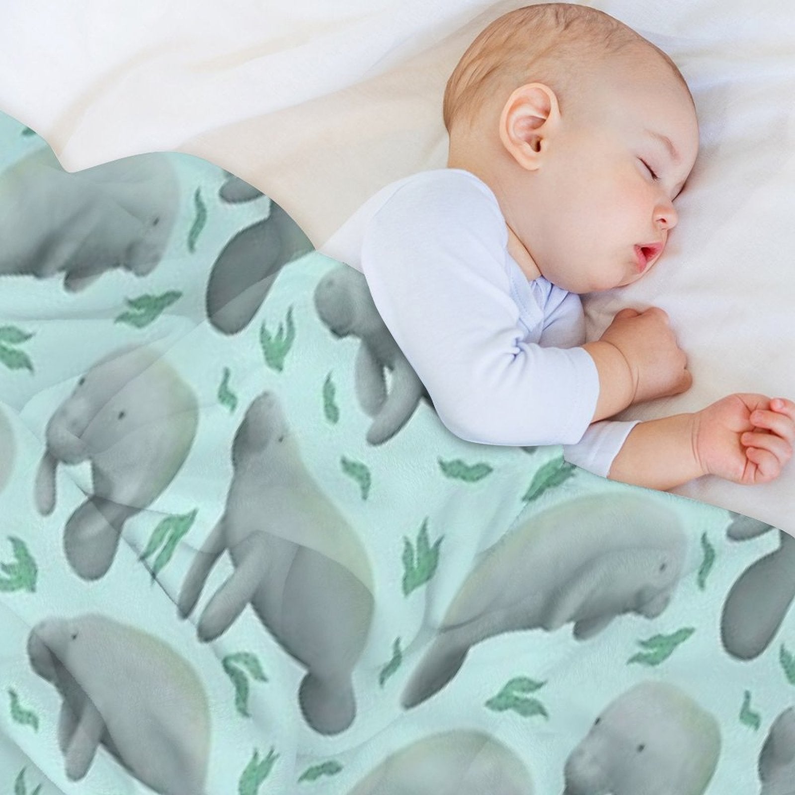 Manatees (blue) Velvety-soft Throw Blanket