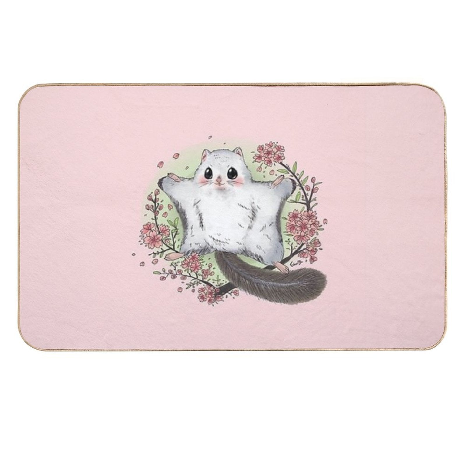 Flying Squirrel with Cherry Blossom  Rapid-Drying Bath Mat