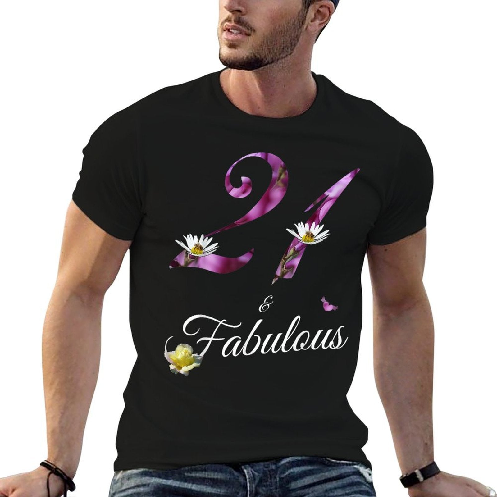 21 & Fabulous 21 Year Old Floral 2001 21st Birthday Gift  Eco-friendly Material T-Shirt