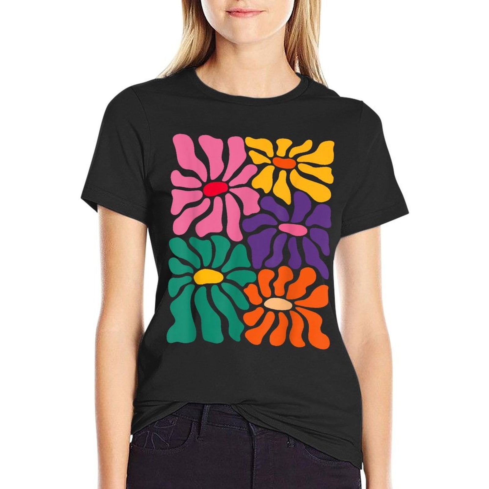 Vintage Color Flower, Retro Minimalist, 70s Flower Power  Odor-resistant T-Shirt