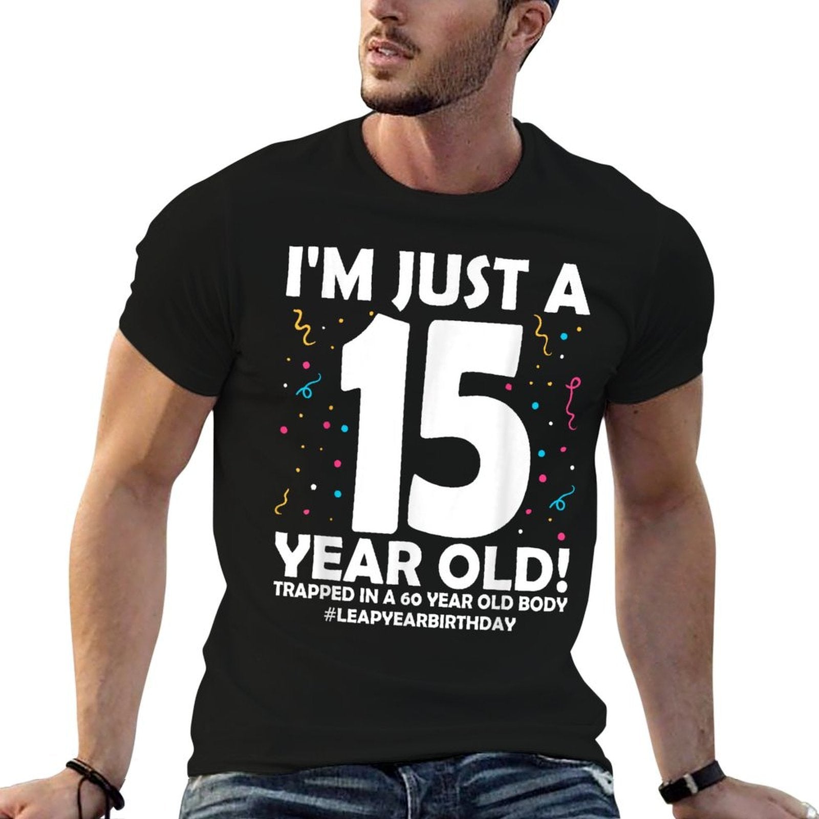 60 Years Old Birthday Leap Year 15 Dad Mom 60th Birthday  Slim-fit Cut T-Shirt