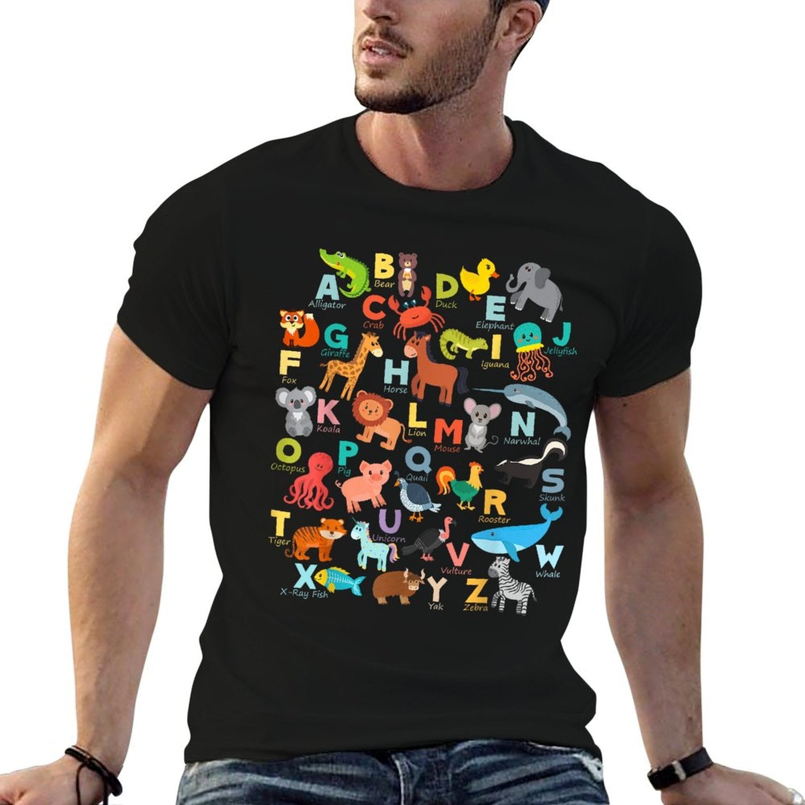 Alphabet Animal ABCs Learning for Boys, Girls, Adults  Slim-fit Cut T-Shirt
