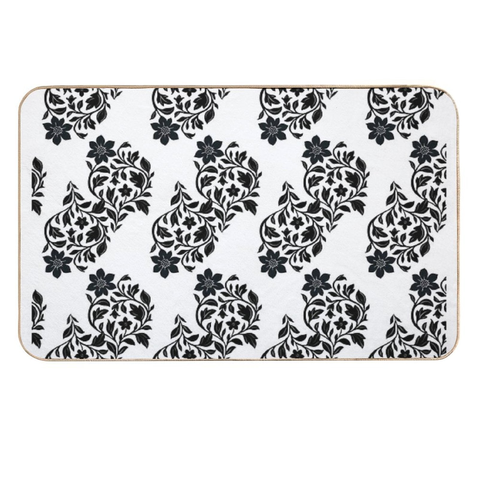 Botanical Pattern - Damask - White Background  High-Traffic Bath Mat
