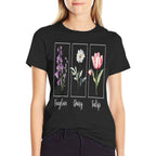 Subtle Floral Foxglove Daisy Tulip Flowers Women  Summer-ready Fabric T-Shirt