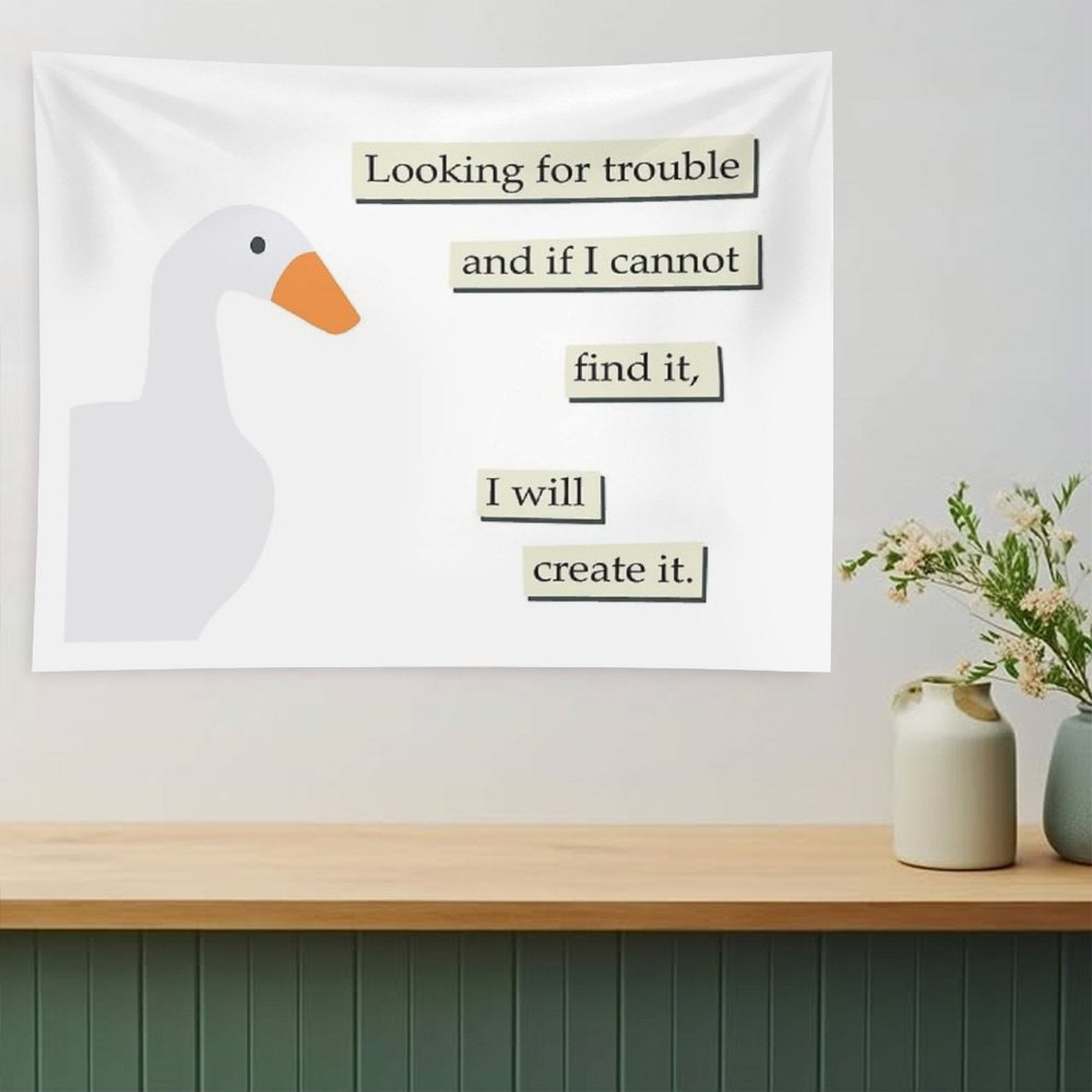 Looking for Trouble Goose Tapestry