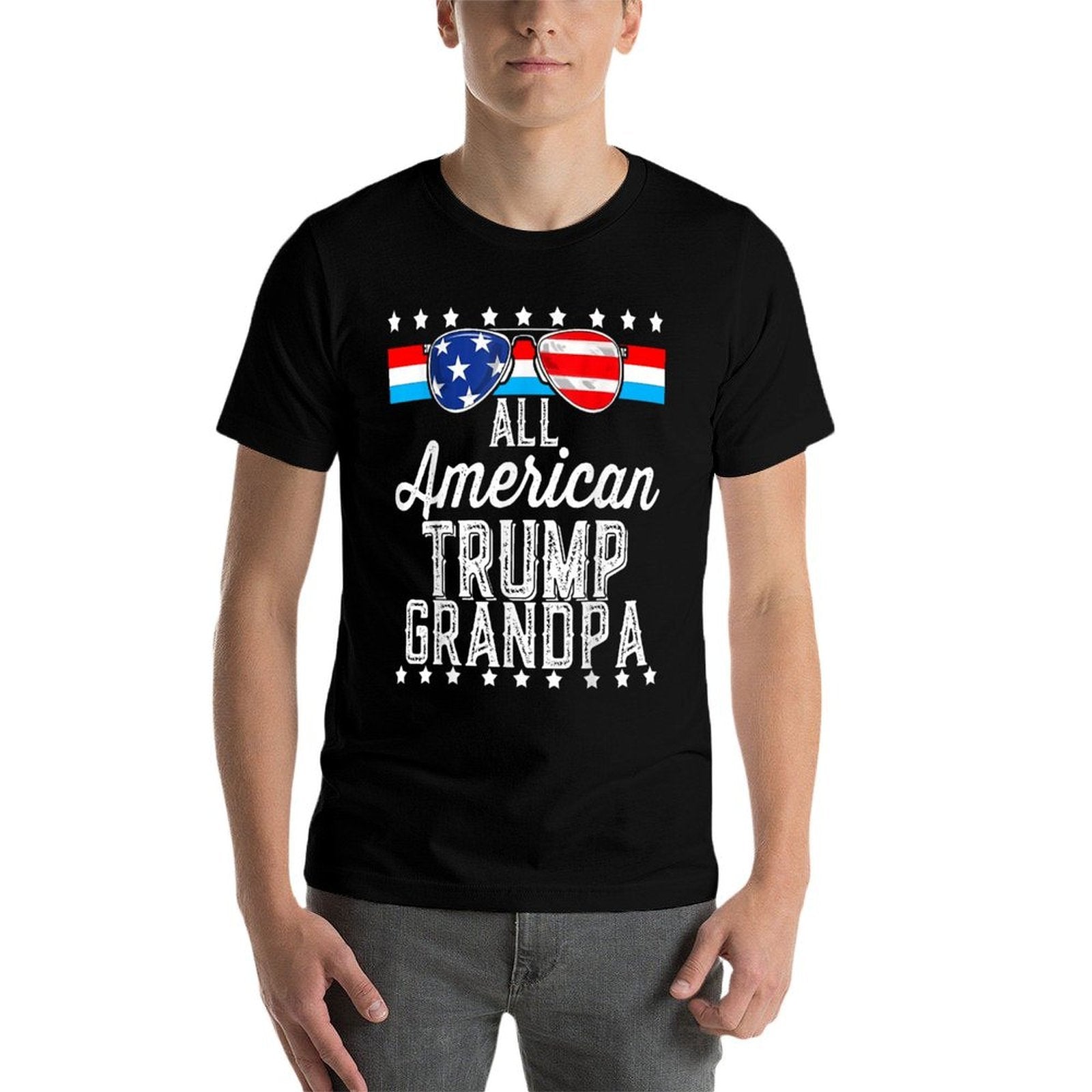 All American Trump Grandpa American Flag Sunglasses Trump  Polyester Blend T-Shirt