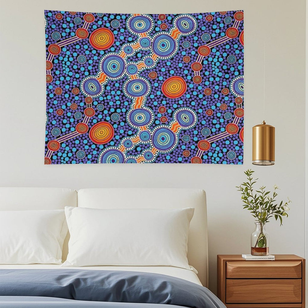 Authentic Aboriginal Art - The Journey Blue Tapestry