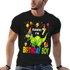 &#34;7th Birthday Dinosaur T Rex 7 Year Old Boy Kids&#34;  Eco-friendly Material T-Shirt