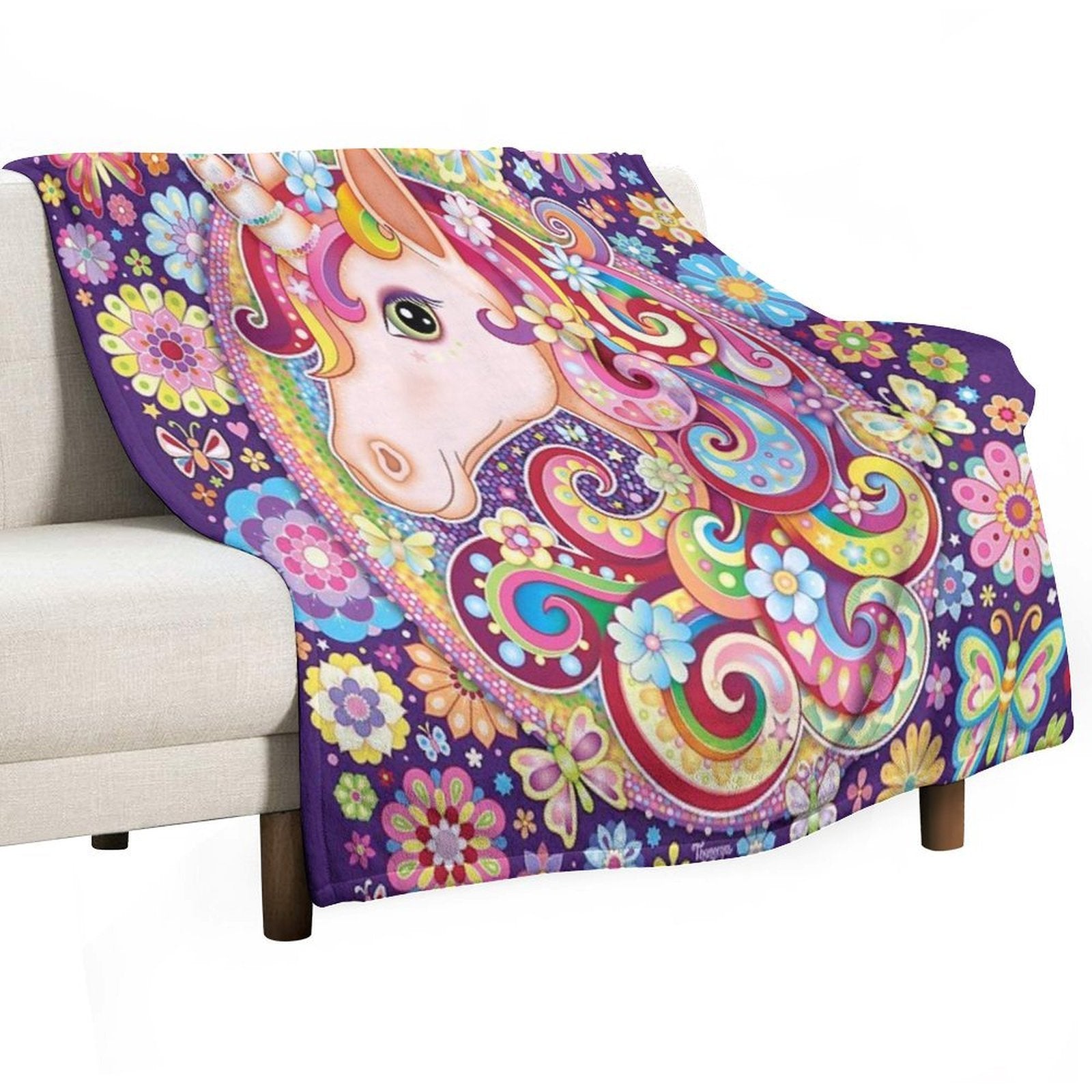 Unicorn Rainbow Art - Colorful Unicorn Art by Thaneeya McArdle Quick-dry Throw Blanket