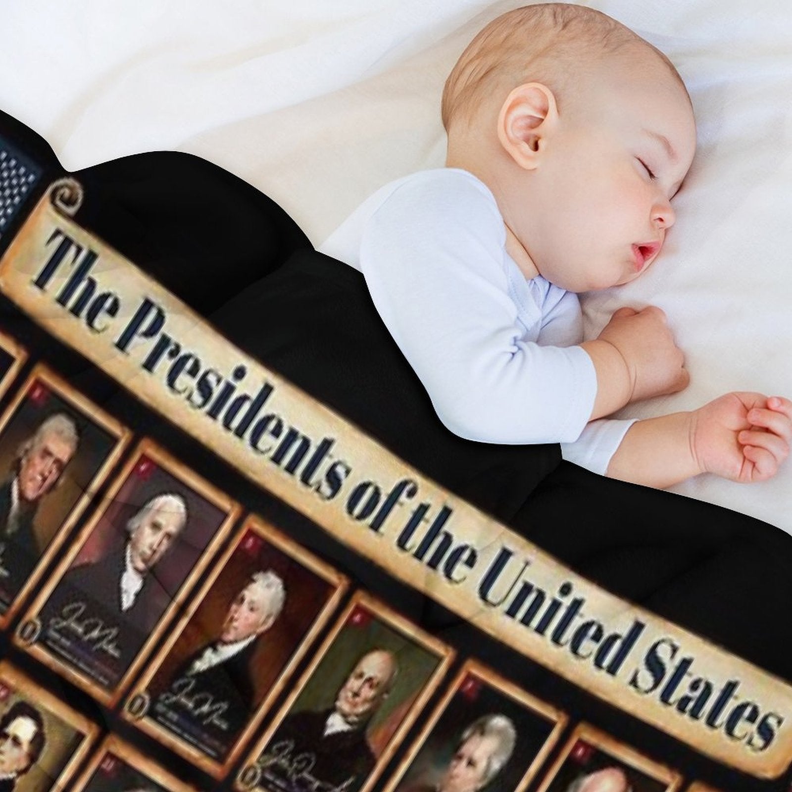 47 Presidents of The United States of America Featuring Donald Trump Black Background Sustainable Throw Blanket