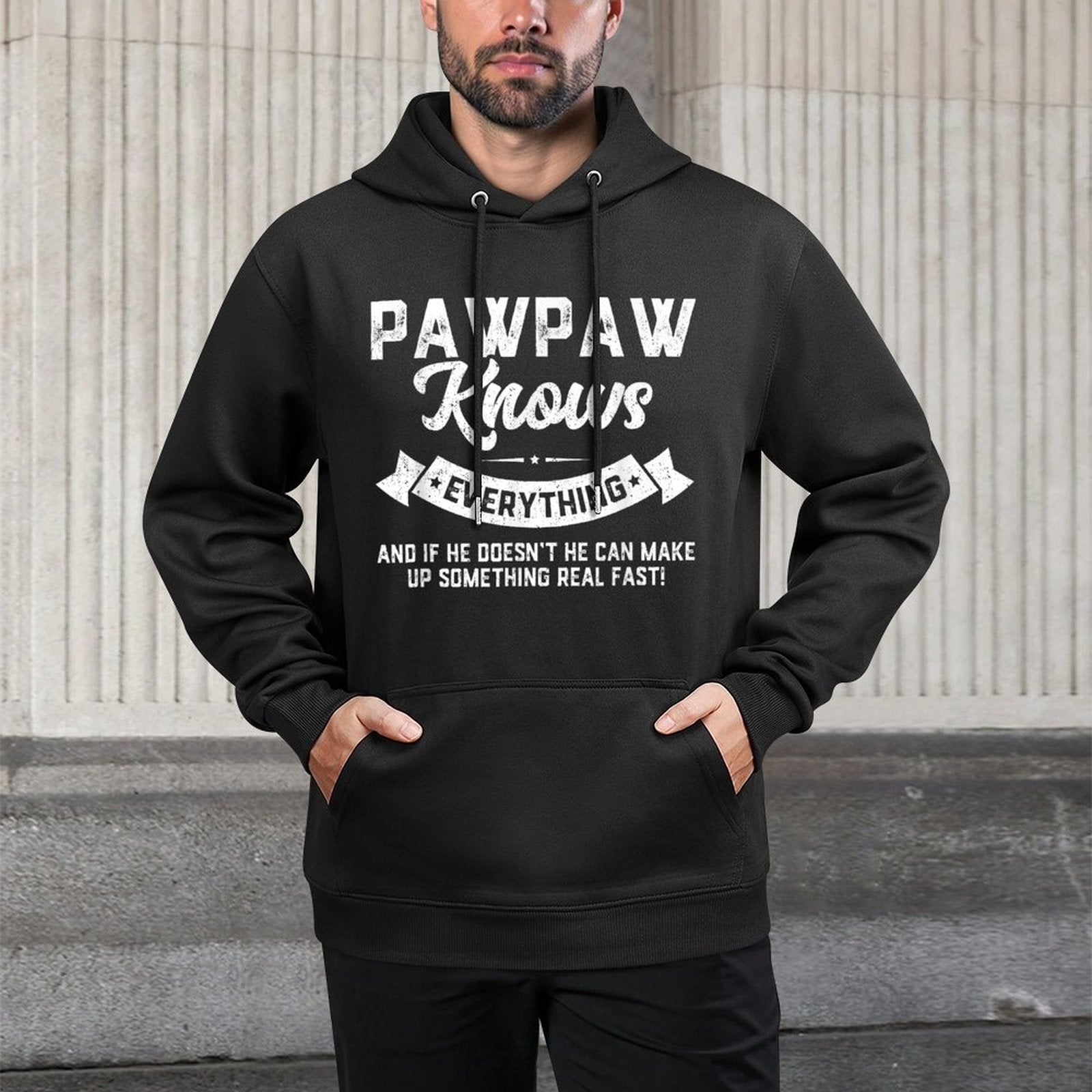 Pawpaw Knows Everything 60th Gift Funny Fathers Day Cotton-Polyester Blend Hoodie