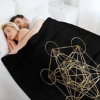 Metatron's Cube Golden Line Versatility Throw Blanket
