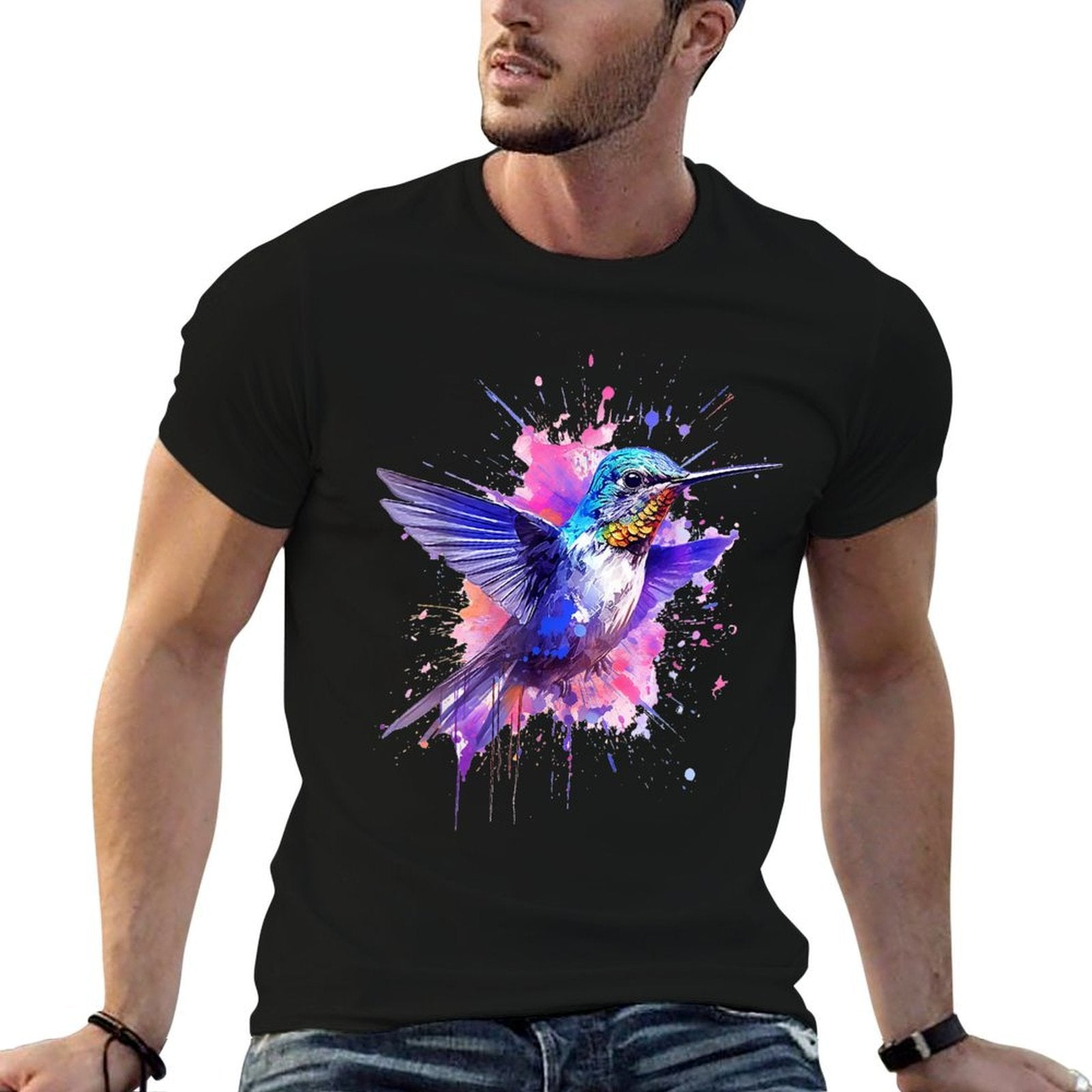 Bird Animal Abstract Graphic Painting Artwork Colorful Bird  Affordable Price T-Shirt