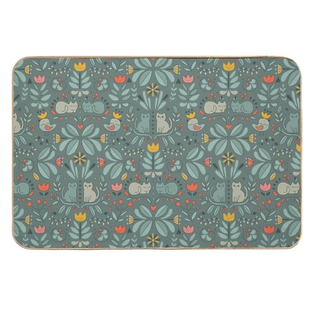 Swedish Folk Cats  Eco-Friendly Bath Mat