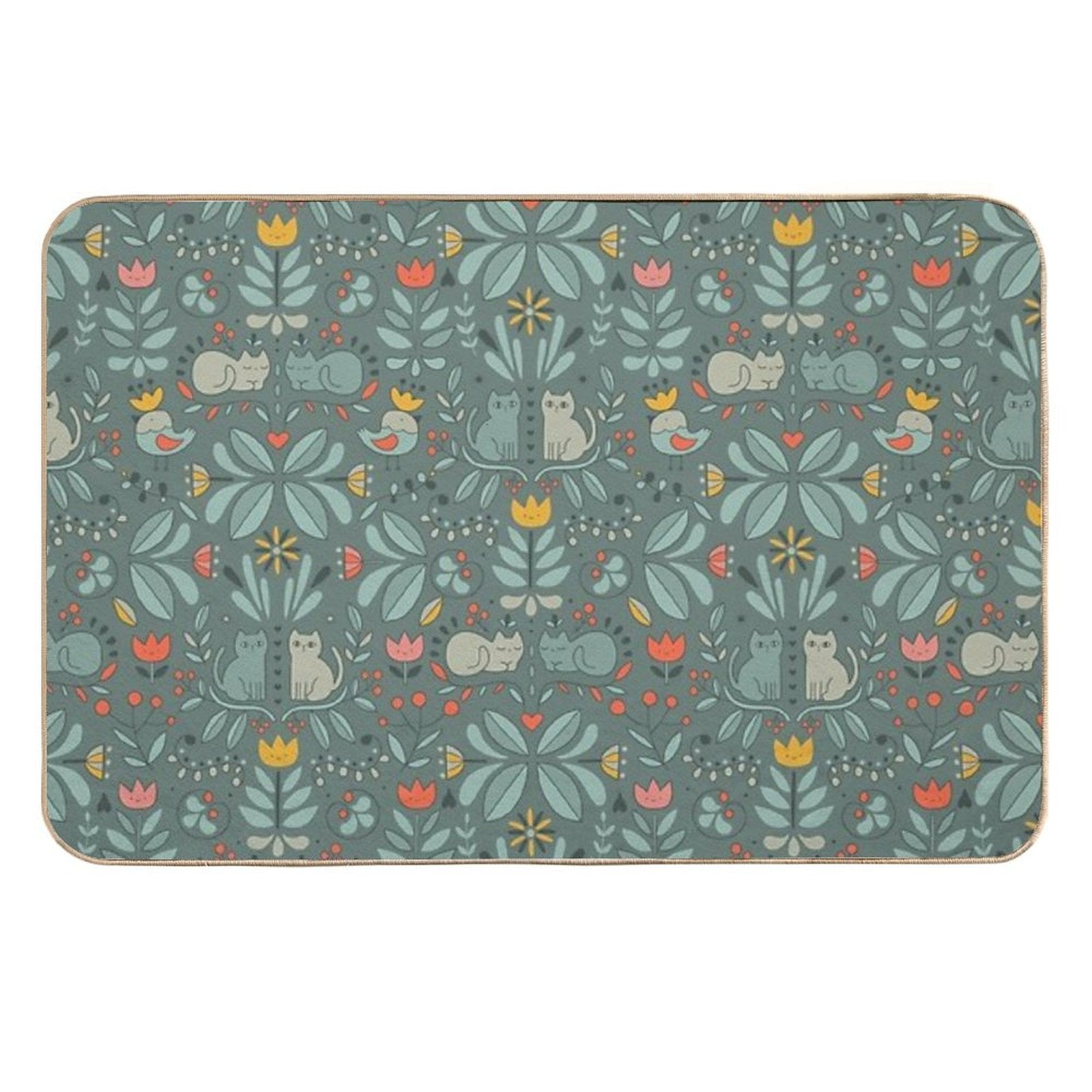 Swedish Folk Cats  Eco-Friendly Bath Mat