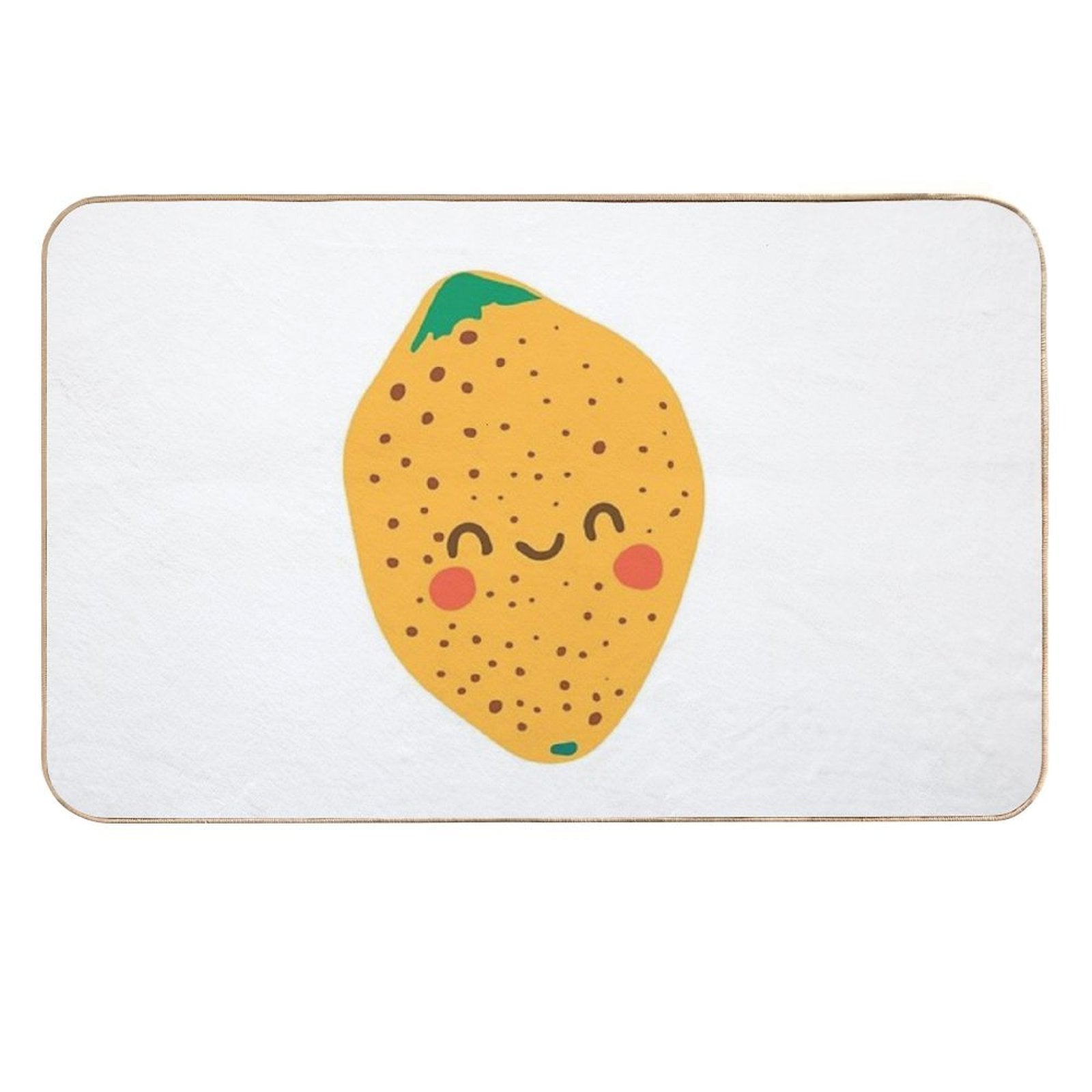 Lemon. Cute Fruit in Flat, Minimalistic Style  Stain-Proof Bath Mat