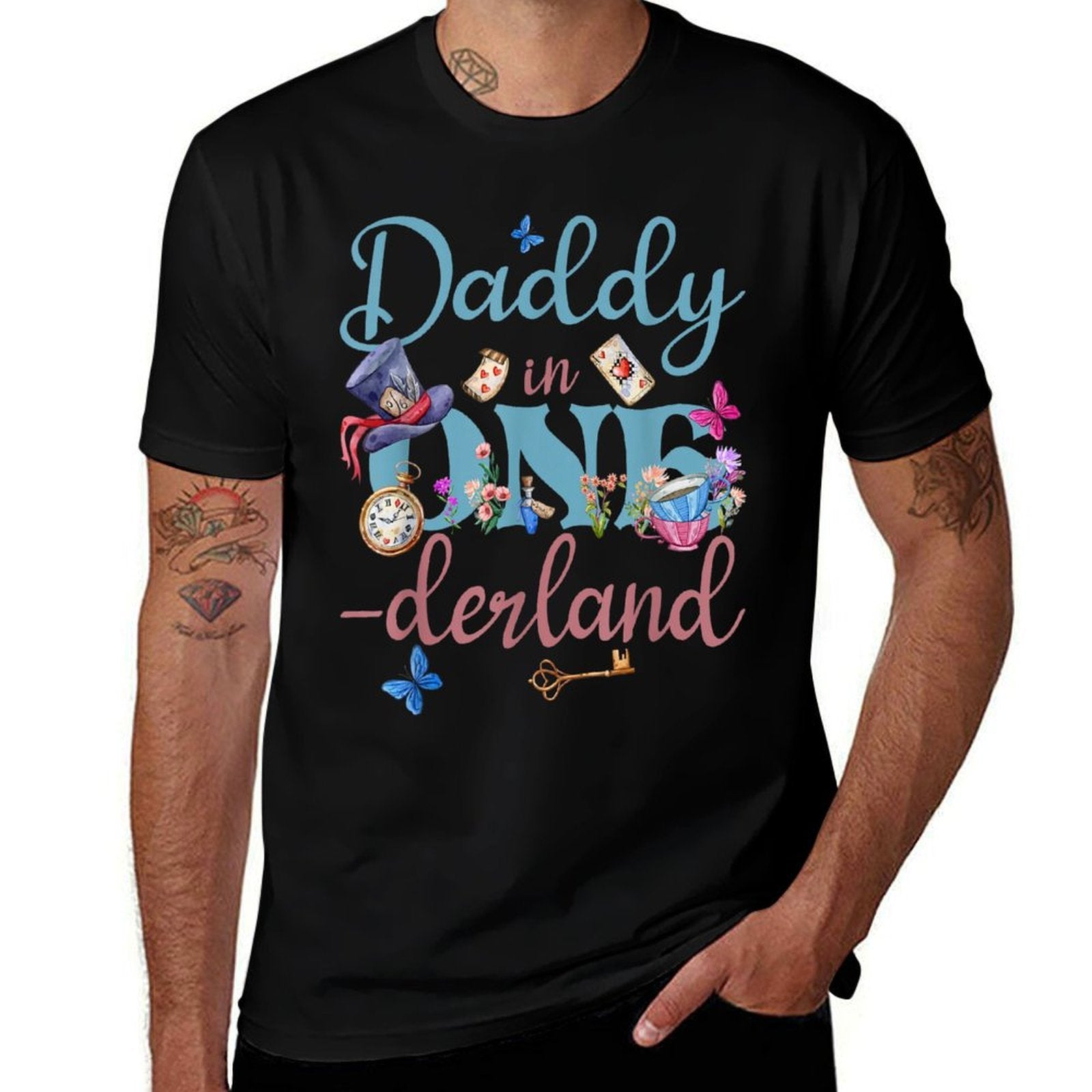 Alice in ONEderland Daddy Of The Birthday Girl Decorations  Graphic-printed T-Shirt