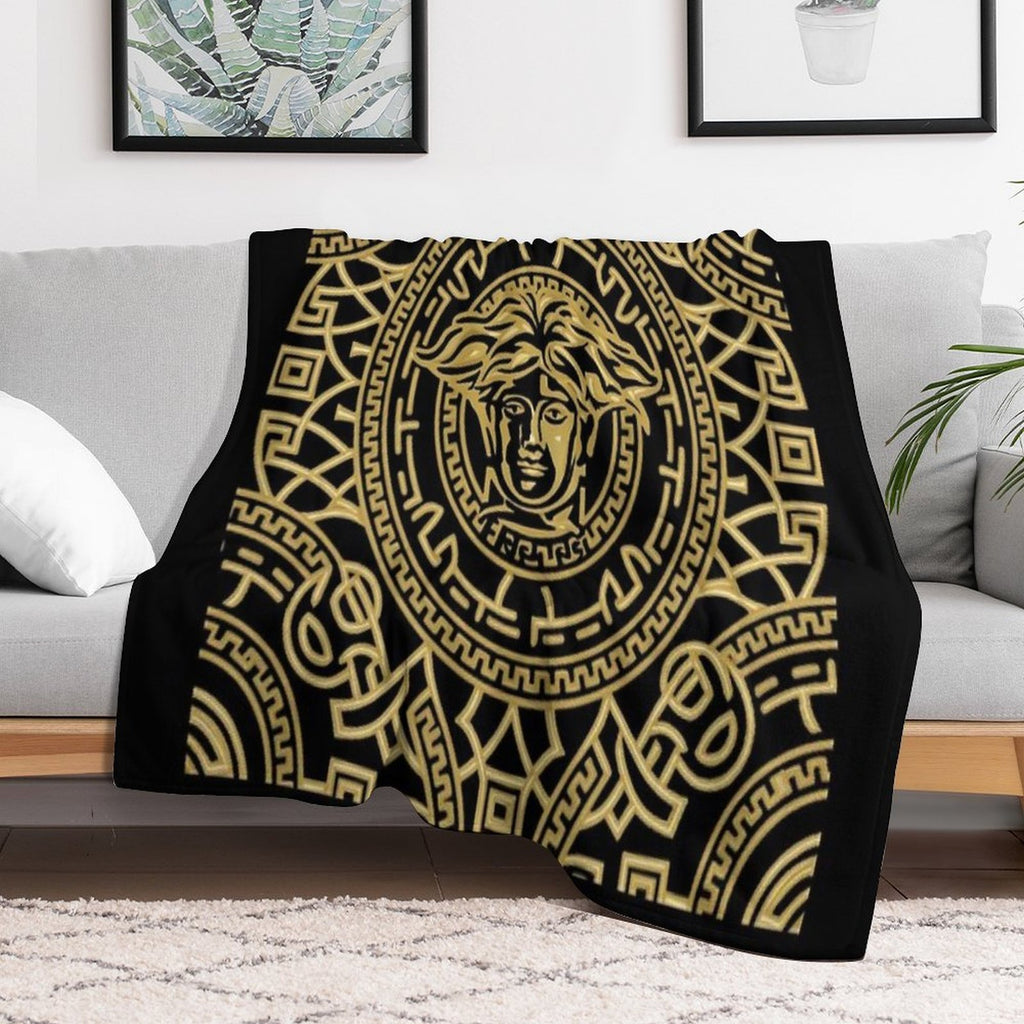 BLACK AND GOLD FABRIC DESIGN Anti-pilling Throw Blanket