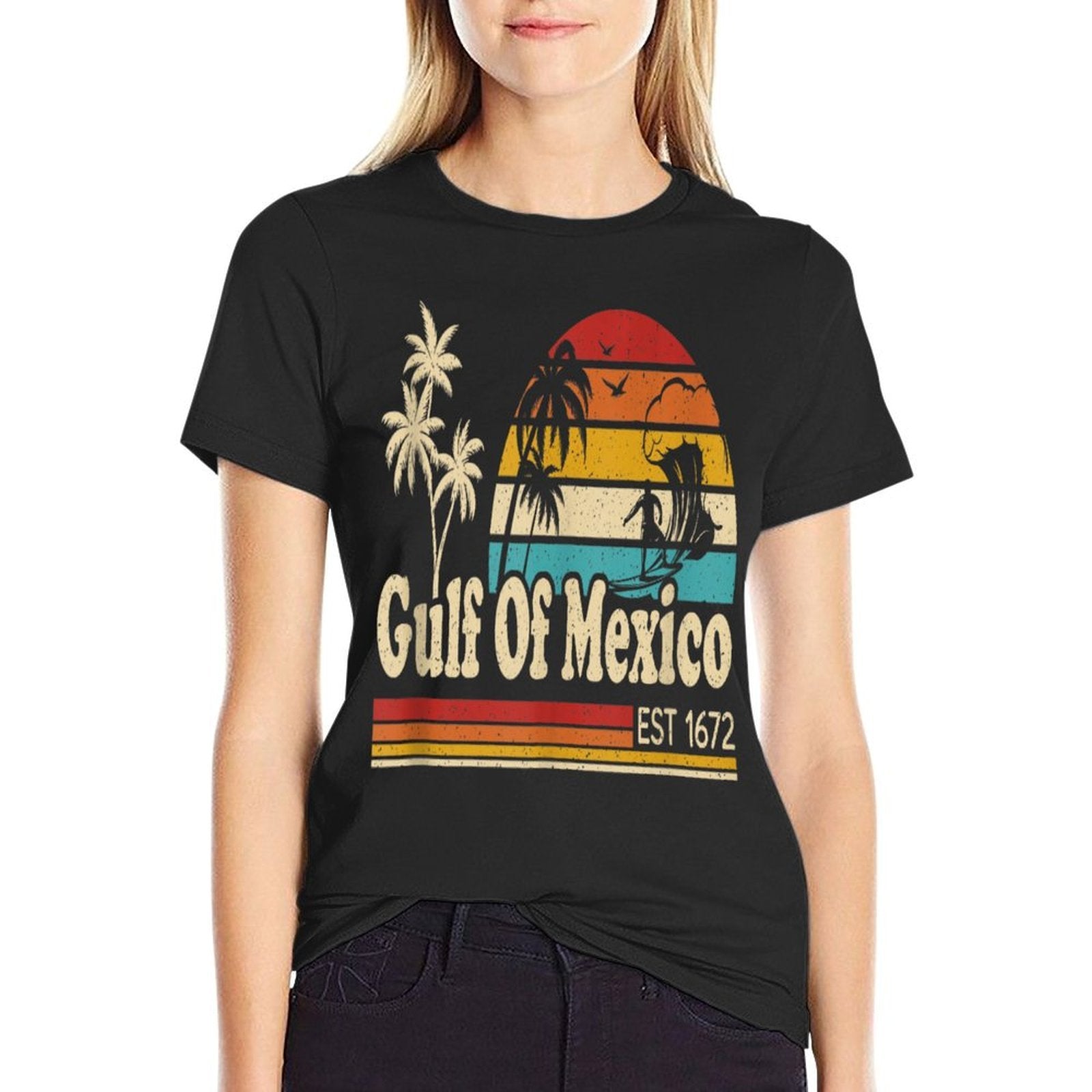 Gulf of Mexico Not US America Historic 1672 Vintage Beach  Heathered Texture T-Shirt