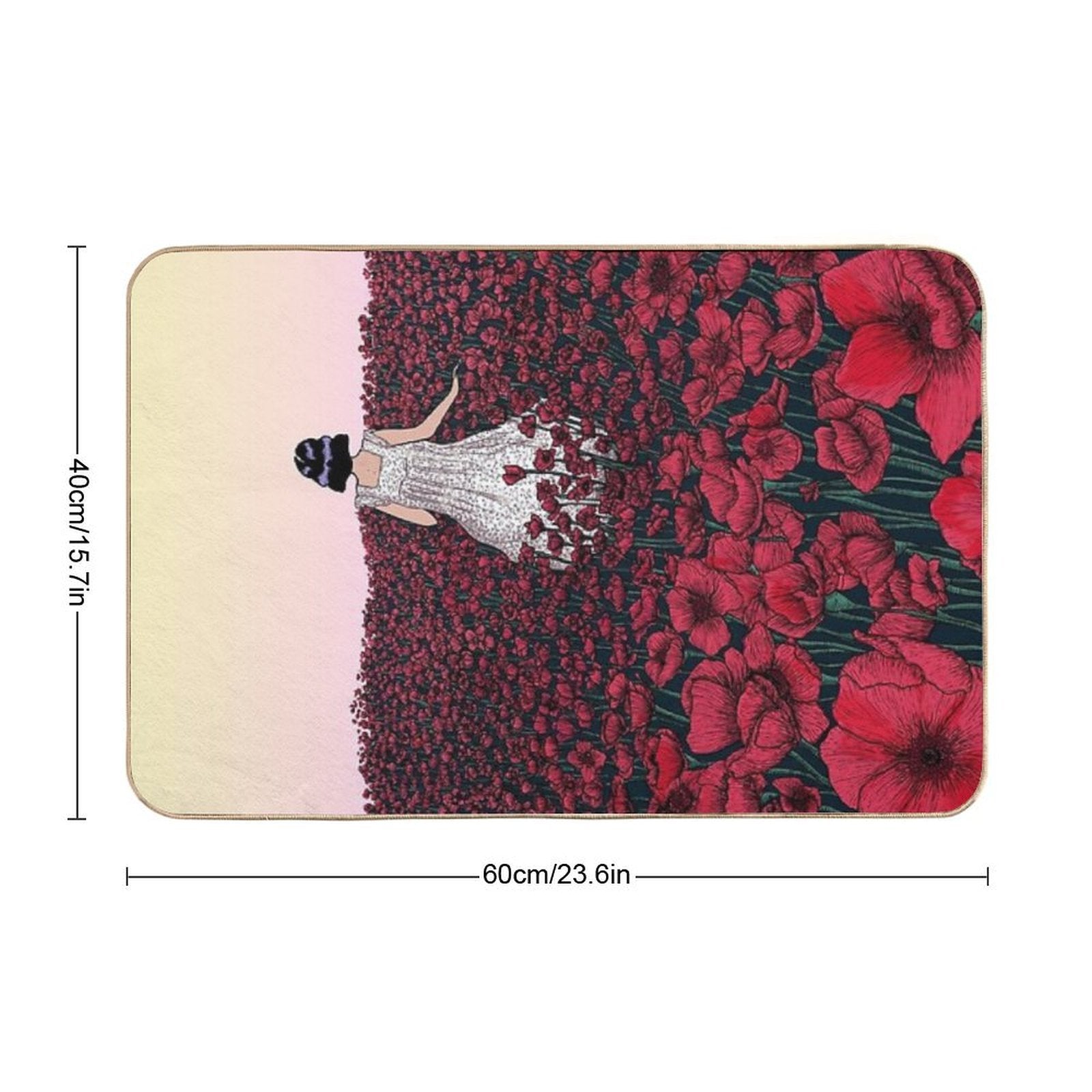 Field of Poppies  Coloured Version  Pet-Safe Bath Mat