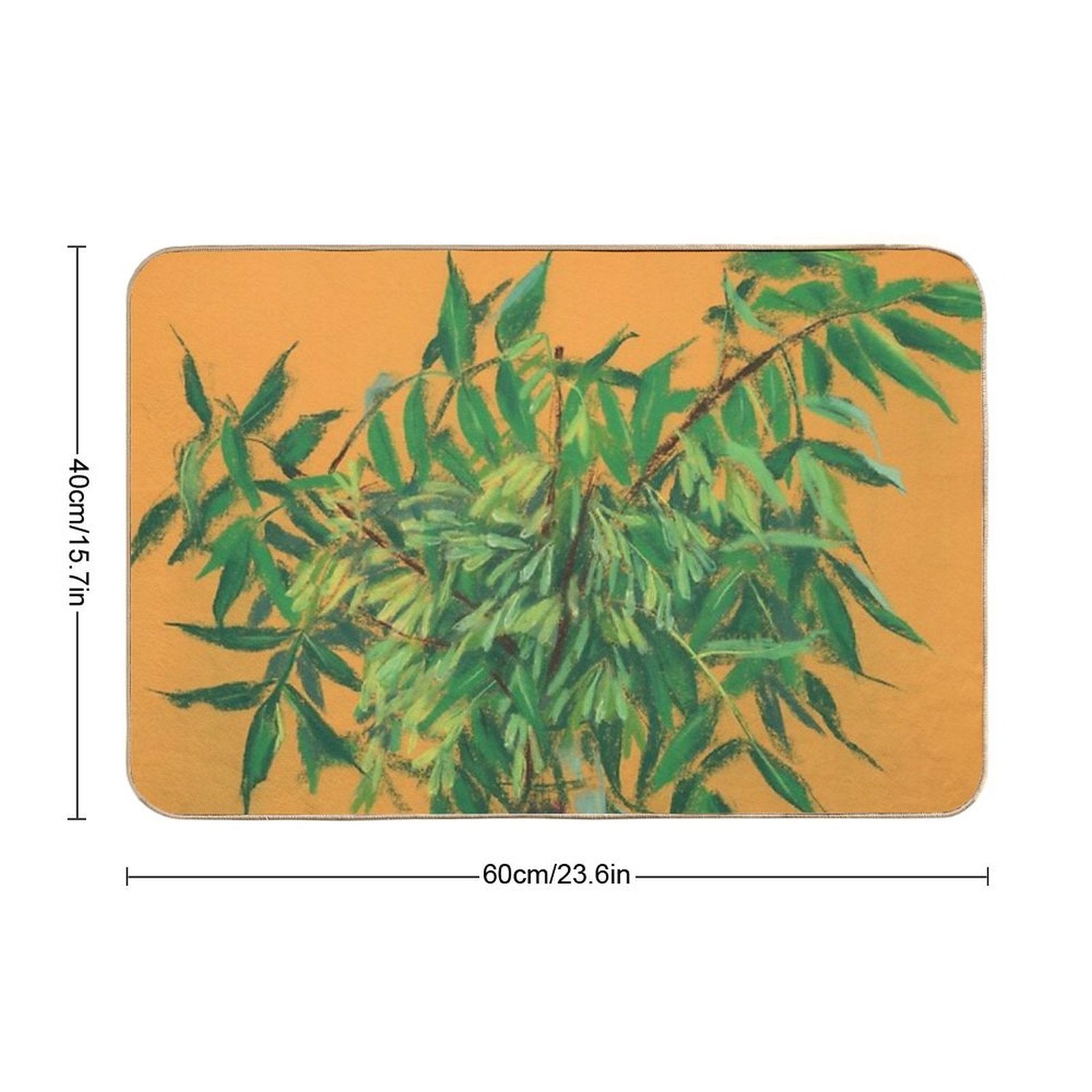 Ash-Tree, Floral Art Pastel Painting Green Yellow  Easy Maintenance Bath Mat