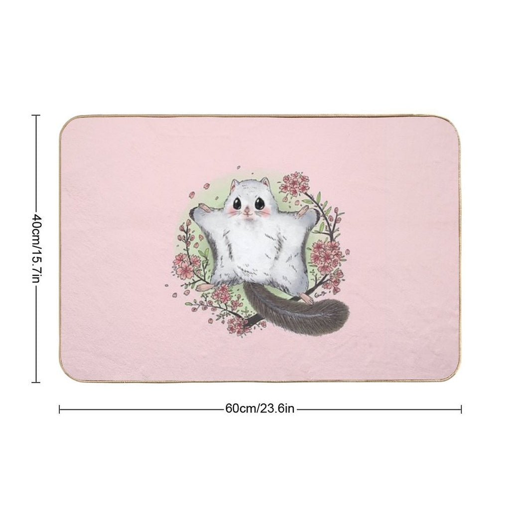 Flying Squirrel with Cherry Blossom  Rapid-Drying Bath Mat