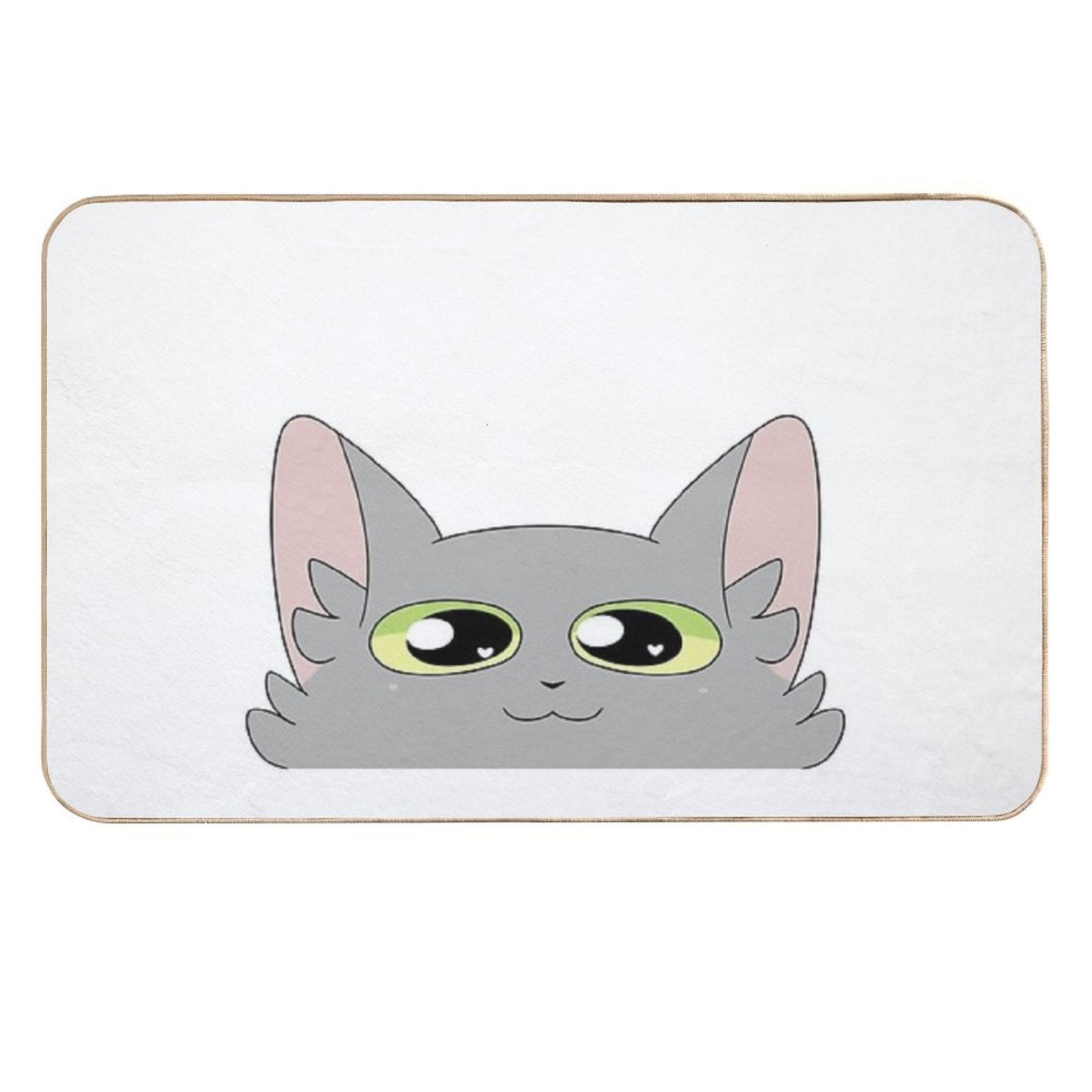 Cute Happy Gray Cat  Easy Maintenance Bath Mat