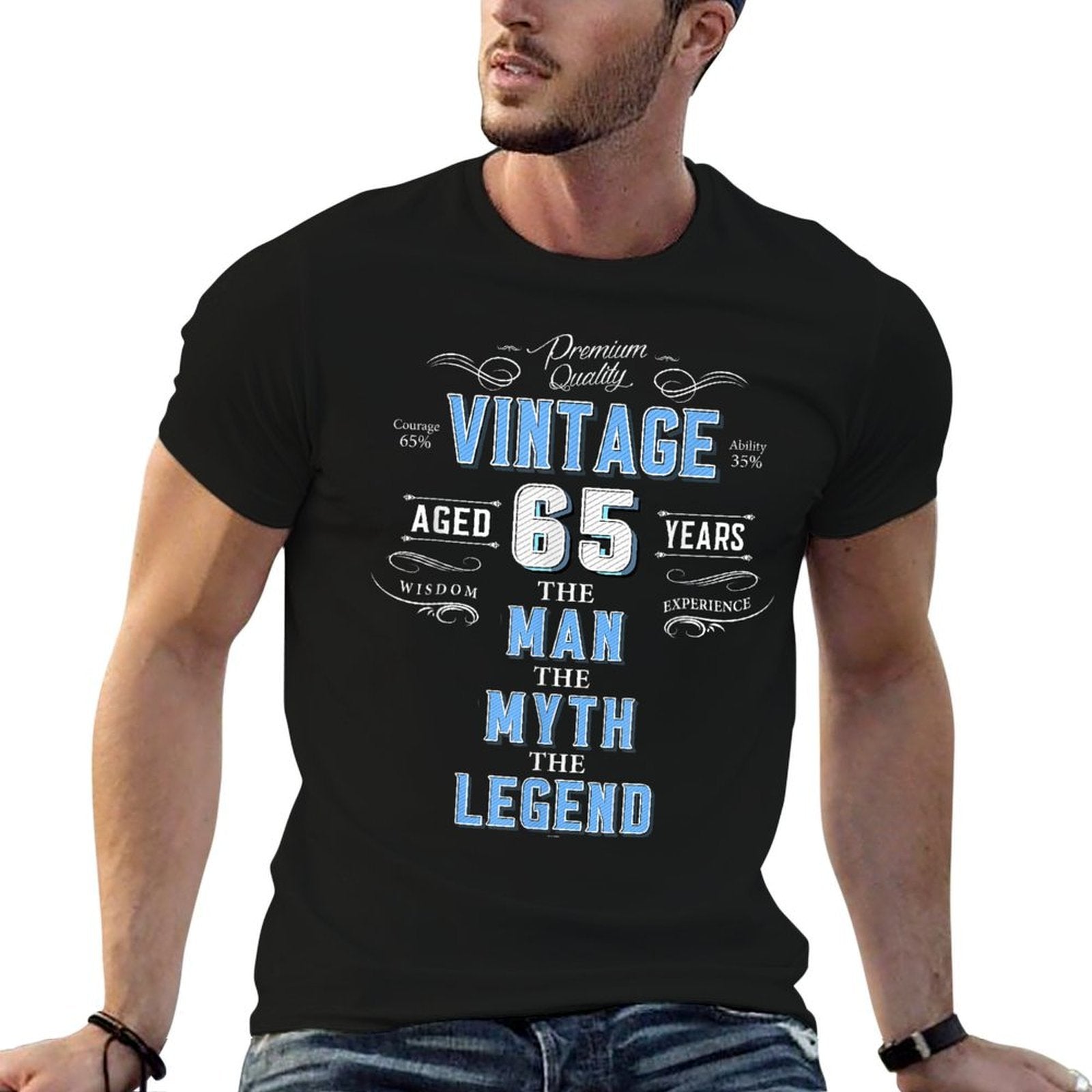 Vintage 65th Birthday Tshirt for Him Aged 65 Years Old Tee  Heathered Texture T-Shirt