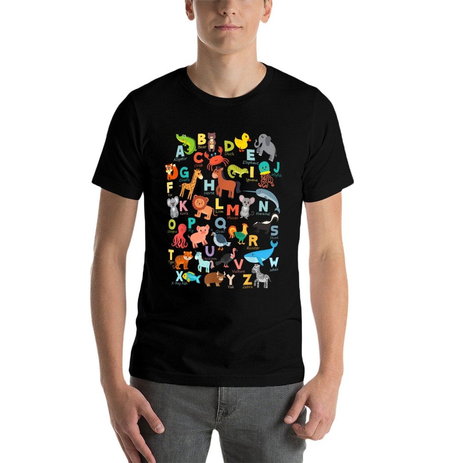 Alphabet Animal ABCs Learning for Boys, Girls, Adults  Slim-fit Cut T-Shirt