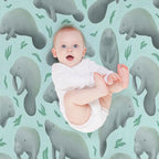 Manatees (blue) Velvety-soft Throw Blanket